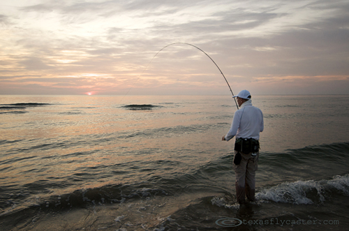 Catching fish along the Padre Island Seashore 