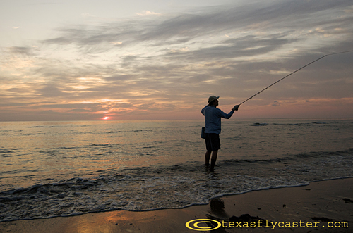 Fly fishing along the the Padre Island National Seashore