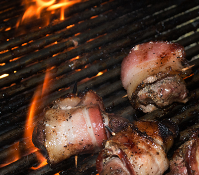 grilled teal wrapped in bacon