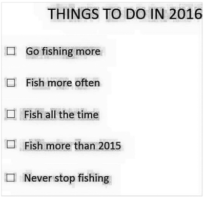 Fishing to do list 2016