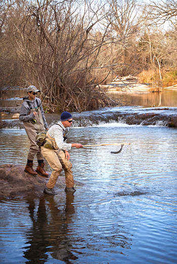 Blue River fly fishing father and son