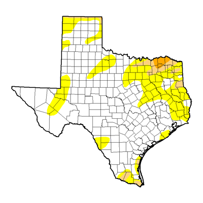 Texas rainfall drought map