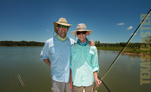 Father and Son take a skiff break