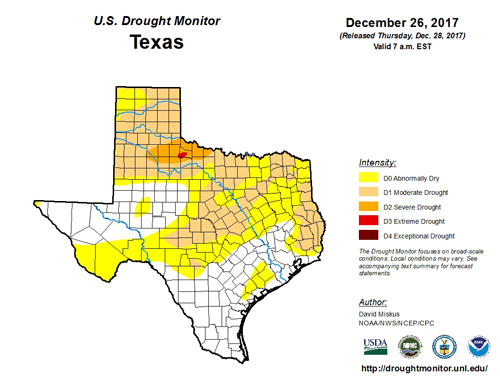 End 2017 Texas Drought Map