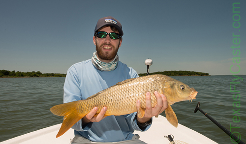 #flyfishing #TexasSkiff Carp on fly Ray Roberts TX