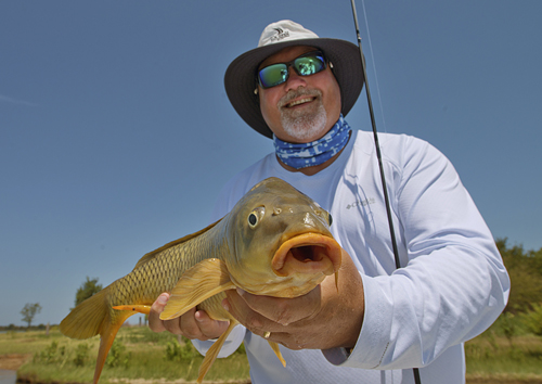 Texas fly fishing for carp on Lake Ray Roberts Texas carp on fly.