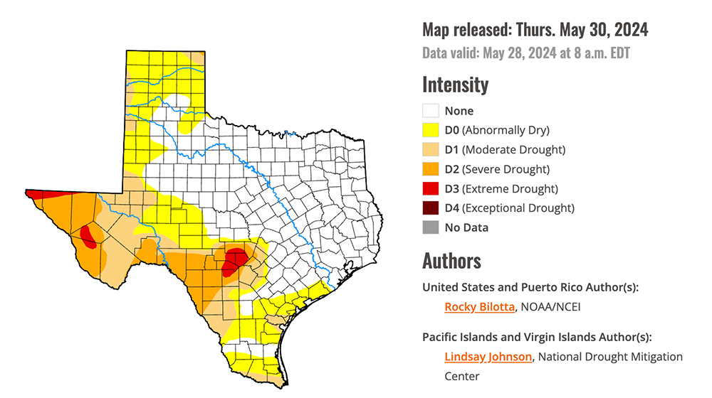 May drought map texas