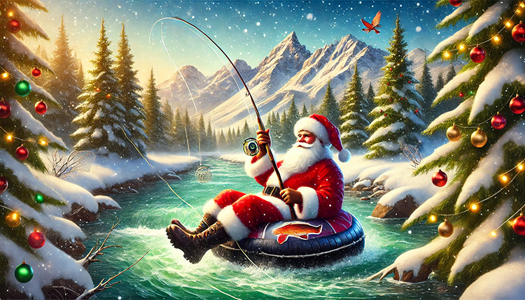 santa fly fishes during a break